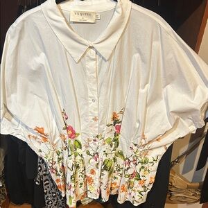 White Floral Women's Top